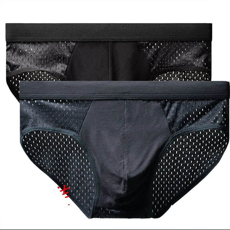 Men's Mesh Breathable Briefs Underwear Hombre Hole Large Size Sexy Male Shorts Lingerie Underpants Panties