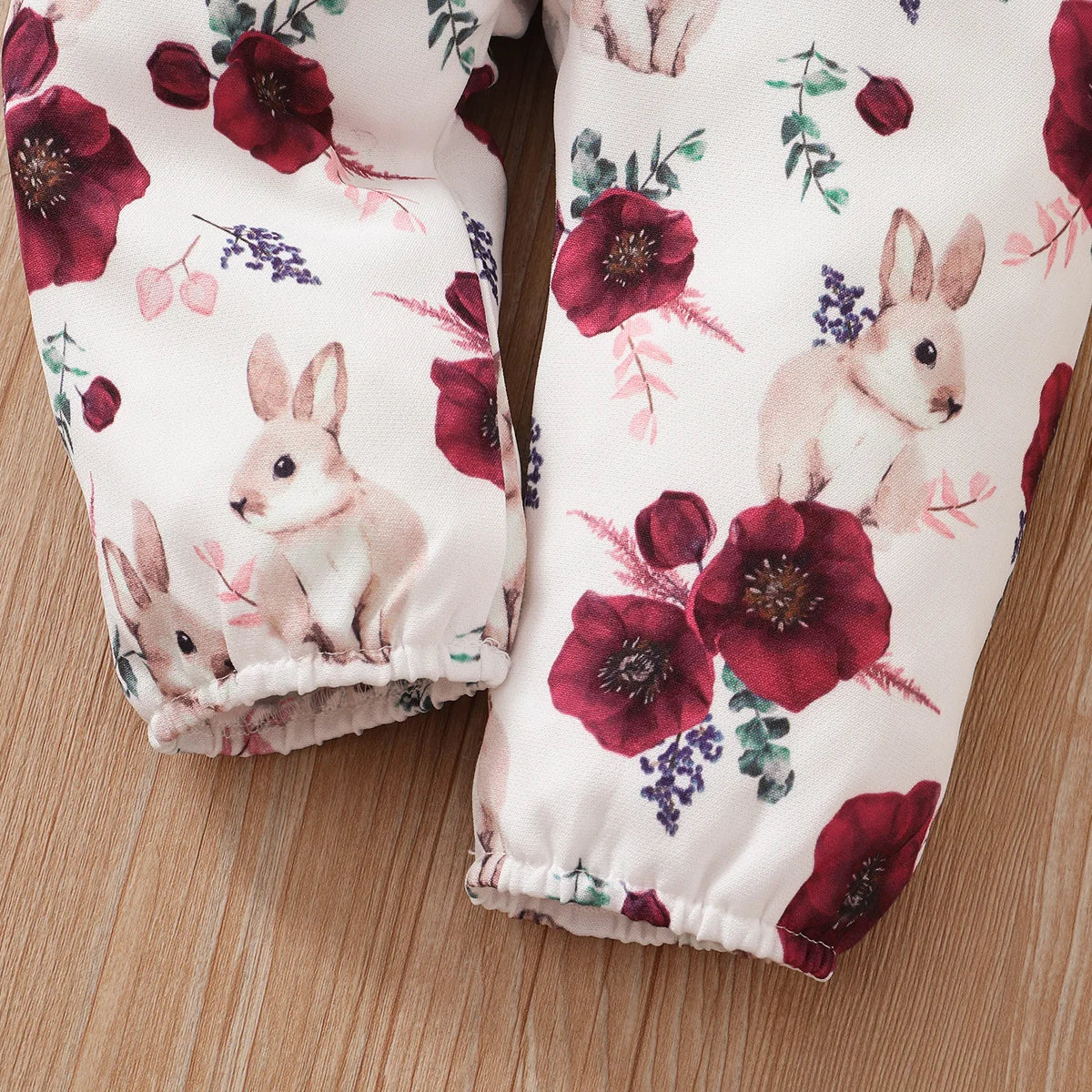 Winter  Newborn  Infant  Baby  0-12M  Girls  Cotton   Long  Sleeves  Headband   Rabbit   Print    Pants  Fashion  Baby  Clothing