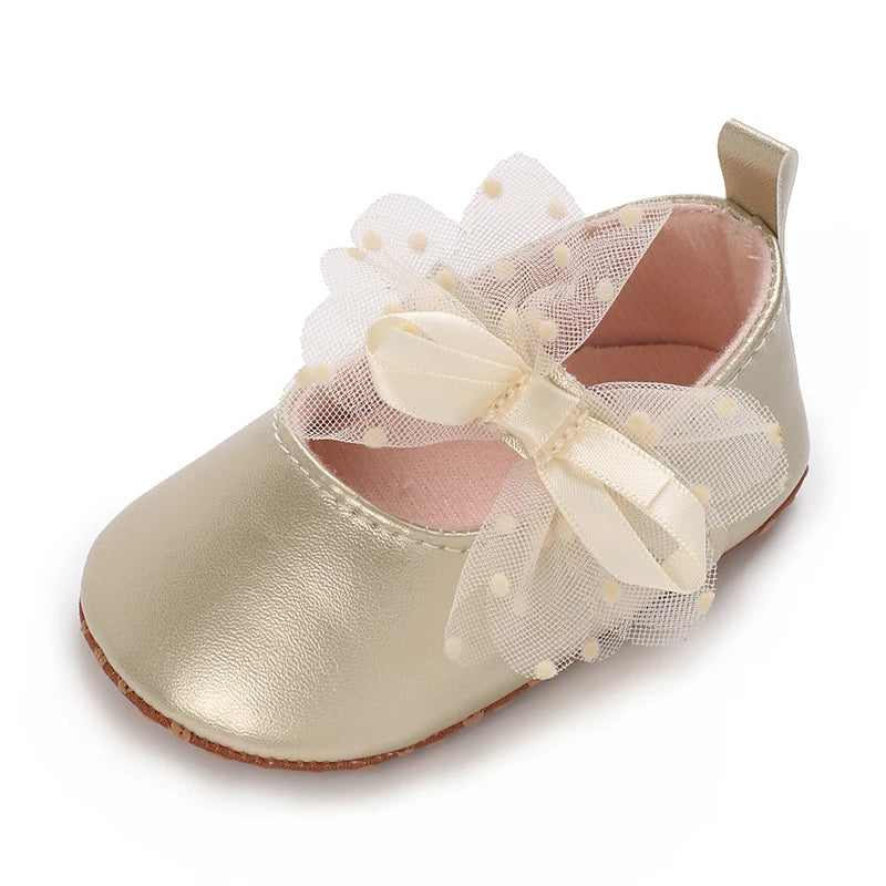 0-18M Girls' Baby Shoes Fashionable Classic Gold Theme Princess Shoes Soft Sole Comfortable Baby Walking Shoes