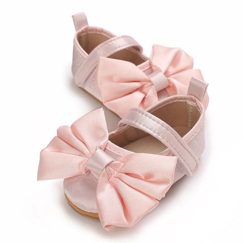 New Western-style Bow Princess Shoes For Infants And Young Children Aged 0-18 Months Soft And Non Slip Walking Shoes