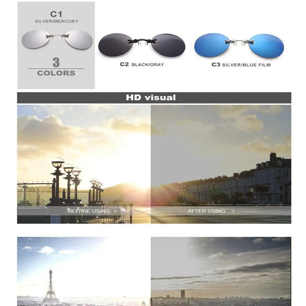 Clip On Nose Glasses Round Rimless Matrix Morpheus Sunglasses Mini Frameless Vintage Men Eyeglasses