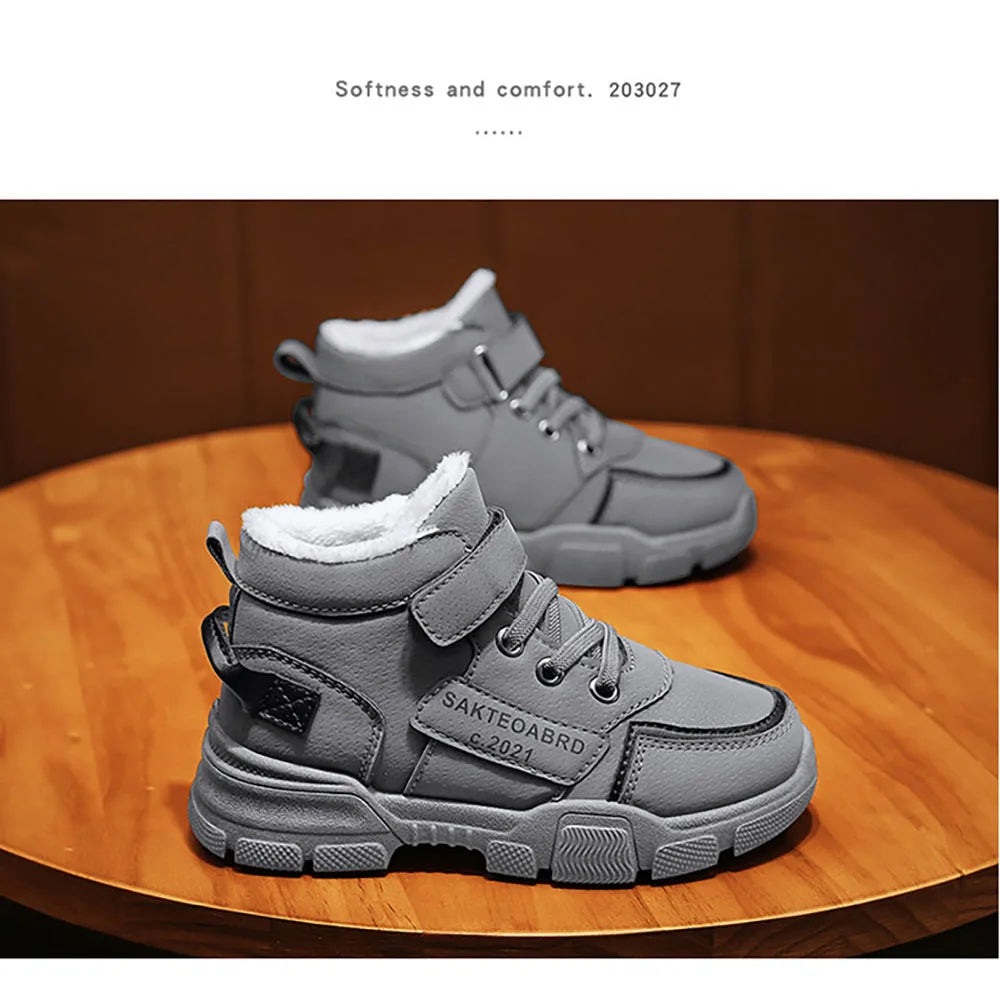 Winter Snow Boots For Children 2024 Trend Fashion Plush Cotton Shoes Thick Warm Teenager Faux Fur Boots For Kids