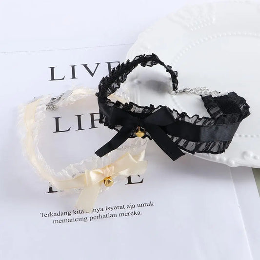 Sweet Elegant Lolita Pendant Maid Choker For Girls Korean Necklace Bow Bell Necklace Cosplay Neck Jewelry Woman Clavicle Chain