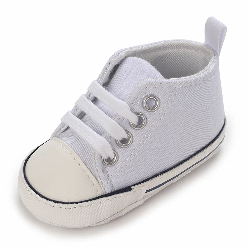 Spring and Autumn Baby Shoes Fashion Classic White PU High Top Sports Shoes Soft Sole Comfortable Casual Walking Shoes