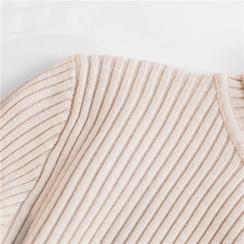 2024 Autumn Winter Women Knit Solid Turtleneck Pull Sweater Casual Rib Jumper Tops Female Home Pullover Y2K Clothing