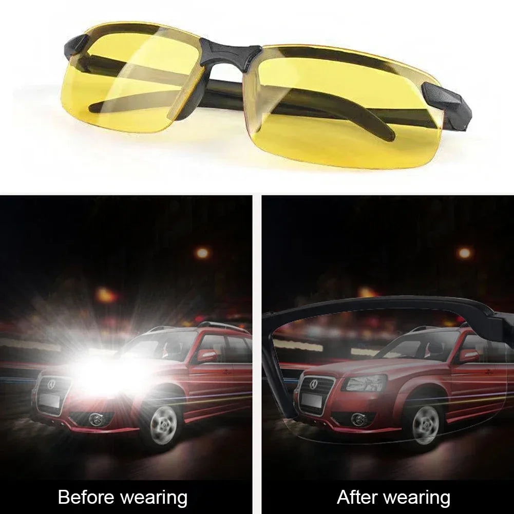 Men Night Vision Glasses for Driving Yellow Glasses PC Frame Sunglasses Outdoor Glasses To Handle At Night Anti Glare Gafas