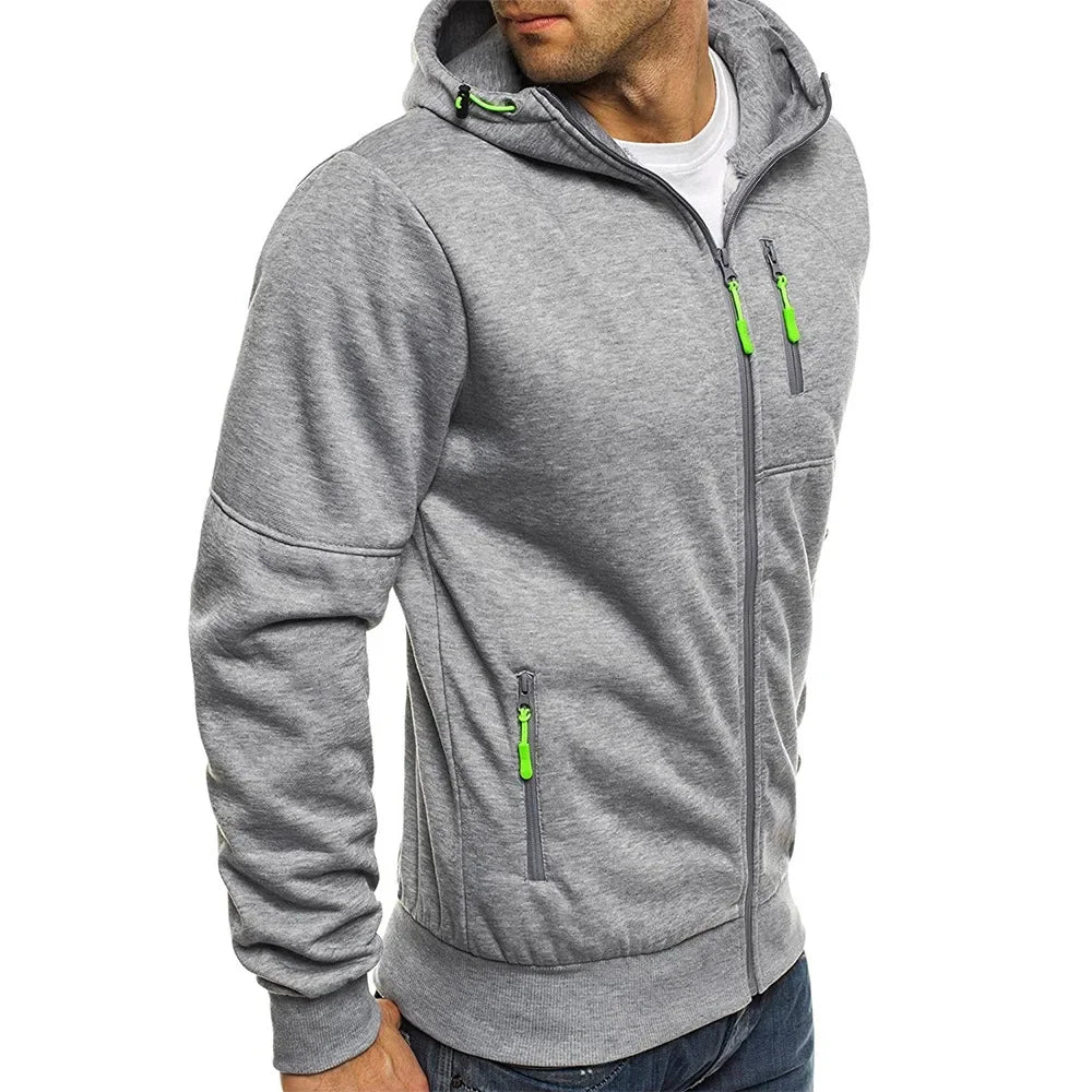 Men's Sweater Cardigan Hooded Jacket Zipper Pocket Jacquard Jacket Sports Fitness Outdoor Leisure Running Solid Color Sportswear