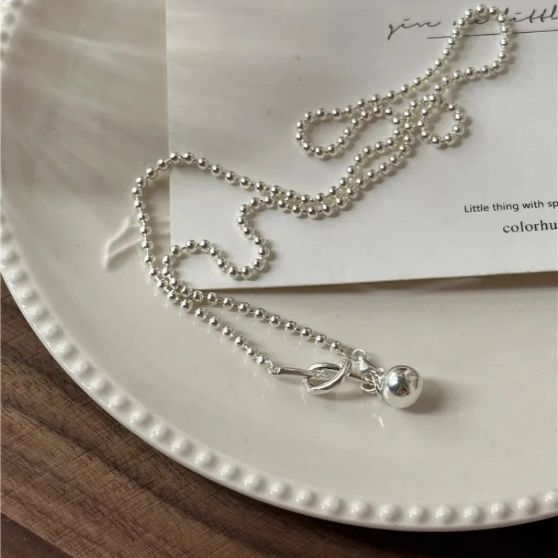 VENTFILLE 925 Silver Circular Geometry Rose Necklace Dropwise Glaze Korean Gentle Jewelry Birthday Gift Wholesale