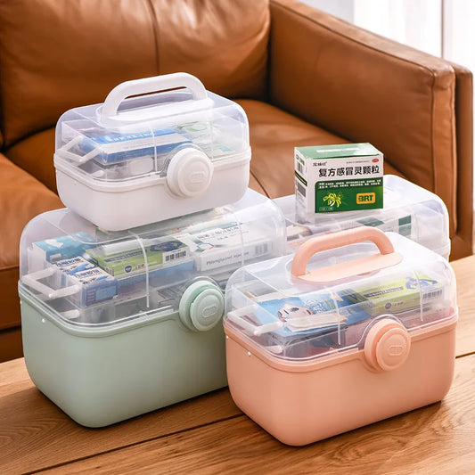 1 Pc Household Medicine Box Storage Box Large Capacity Multi-layer Portable Medical First Aid Kit Transparent Small Medicine Box