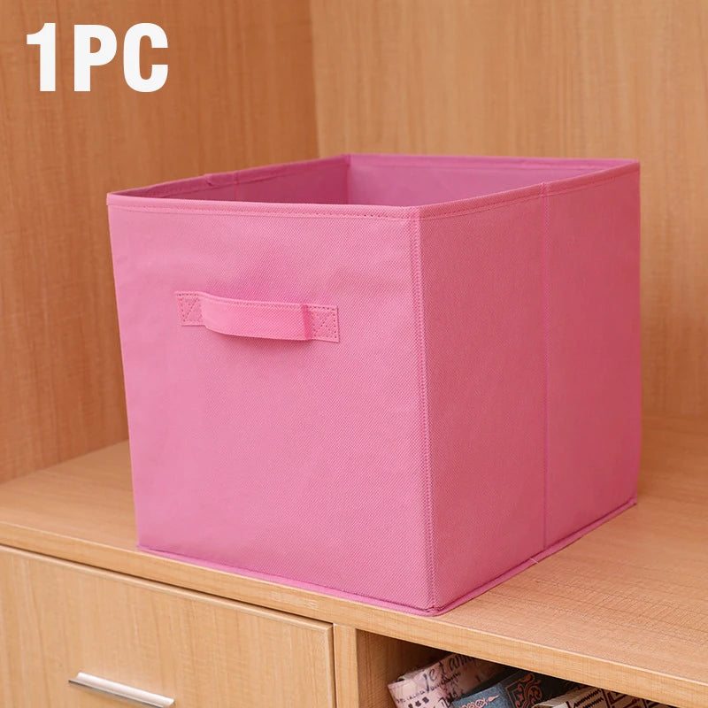 With Handle Storage Basket Non-woven Folding Fabric Storage Box Cube Bin For Children Toys Sundries Organizer Storage Bins