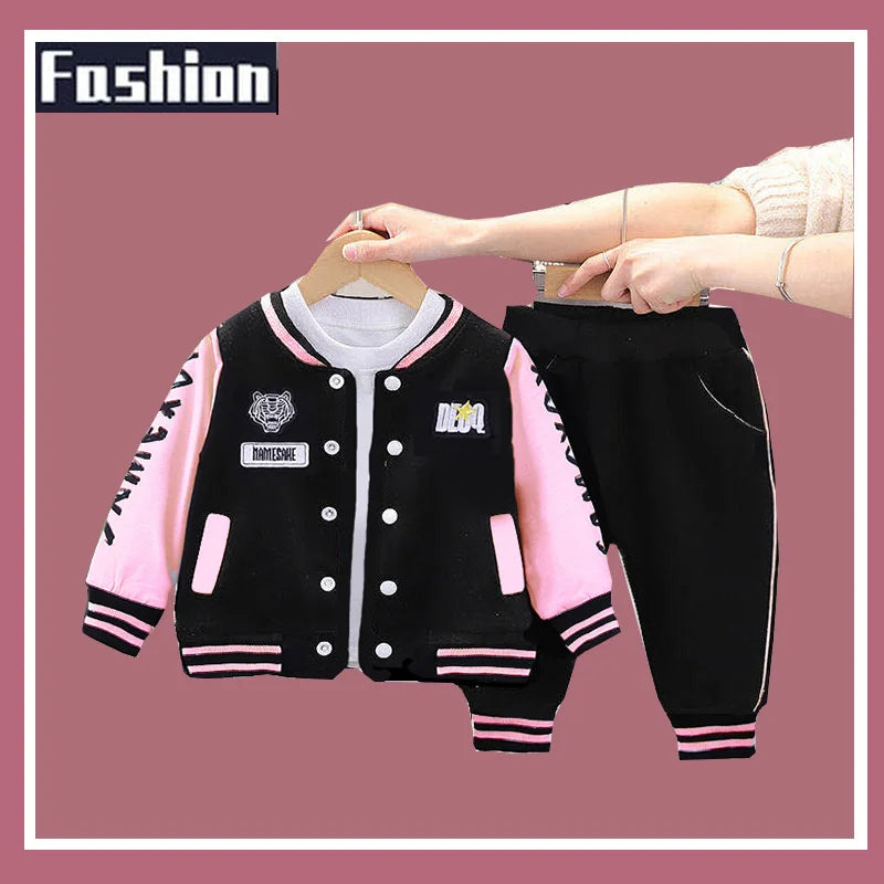 New Kids Casual Clothing Sets Boys Girls Baseball Sports Suit Coat Pant 2Pcs Tracksuit Spring Autumn Thin Baby Outfits 1-4 Years