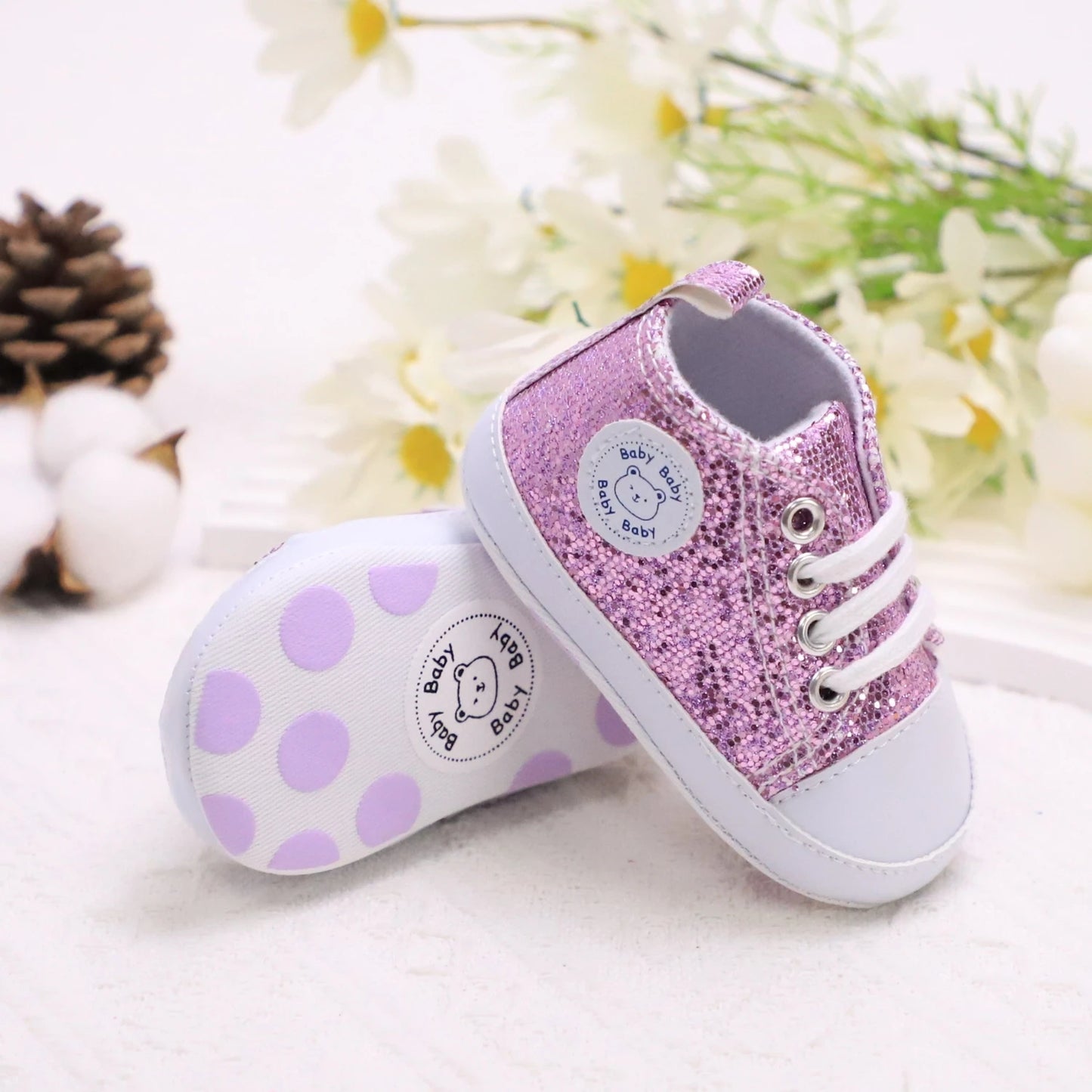 Trendy Comfortable Sequin Sneakers For Baby Boys, Lightweight Non Slip Shoes For Indoor Outdoor Walking, Spring And Autumn