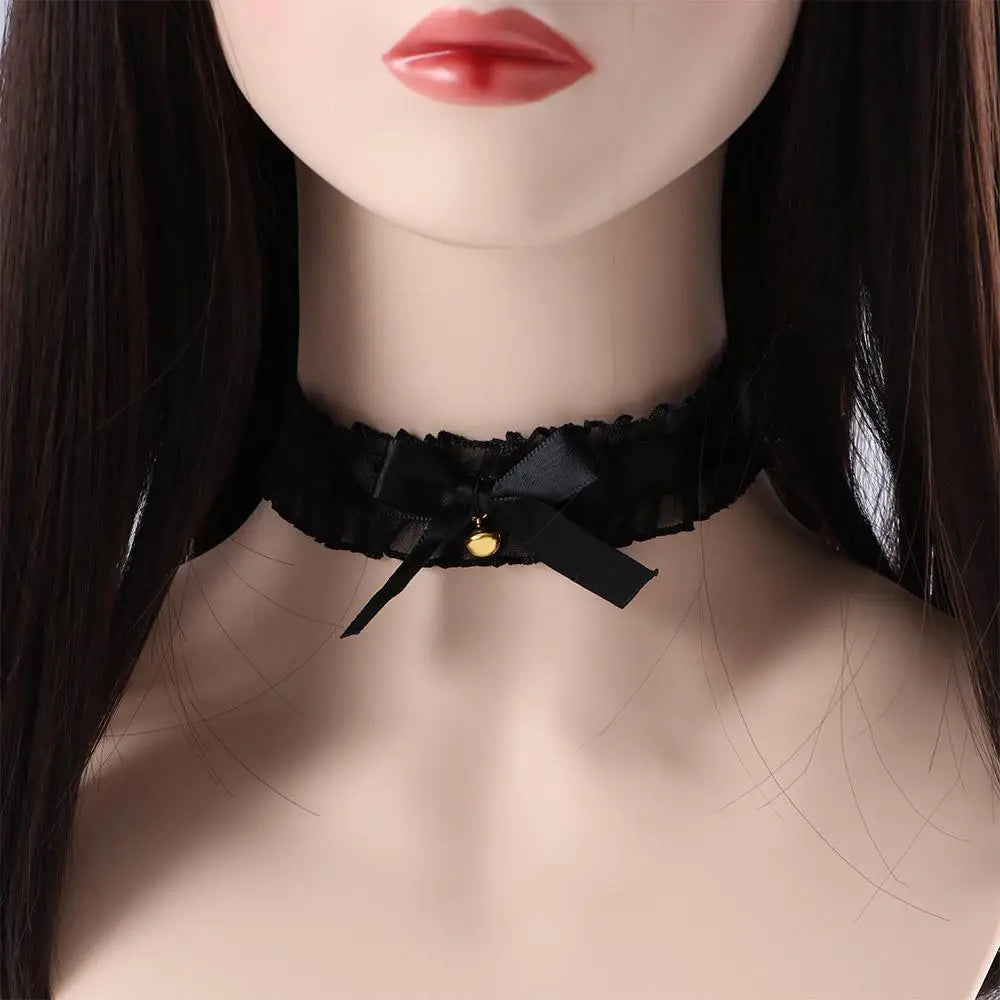 Sweet Elegant Lolita Pendant Maid Choker For Girls Korean Necklace Bow Bell Necklace Cosplay Neck Jewelry Woman Clavicle Chain