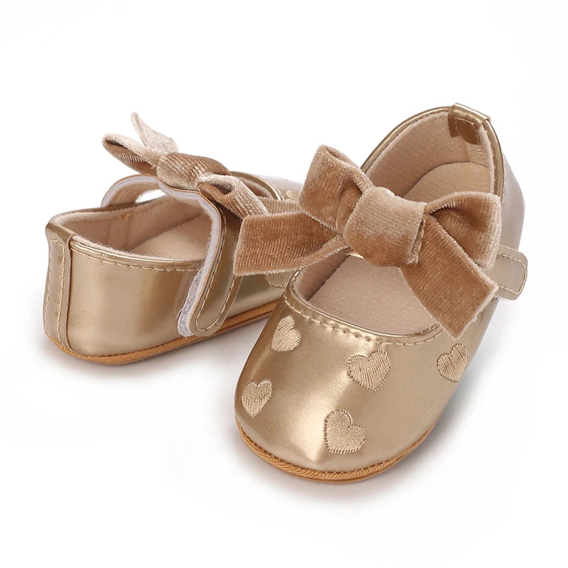 0-18M Girls' Baby Shoes Fashionable Classic Gold Theme Princess Shoes Soft Sole Comfortable Baby Walking Shoes