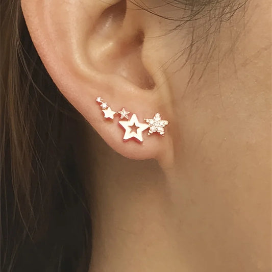 Glamorous Rhinestone Star Stud Earrings for Ladies - Hypoallergenic Alloy Jewelry - Perfect Daily Wear & Romantic Couple Gift fo