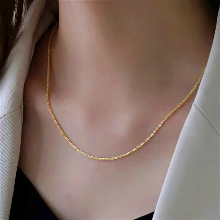 Popular Silver Colour Sparkling Clavicle Chain Choker Necklace Collar for Women Fine Jewelry Wedding Party Birthday Gift Fashion