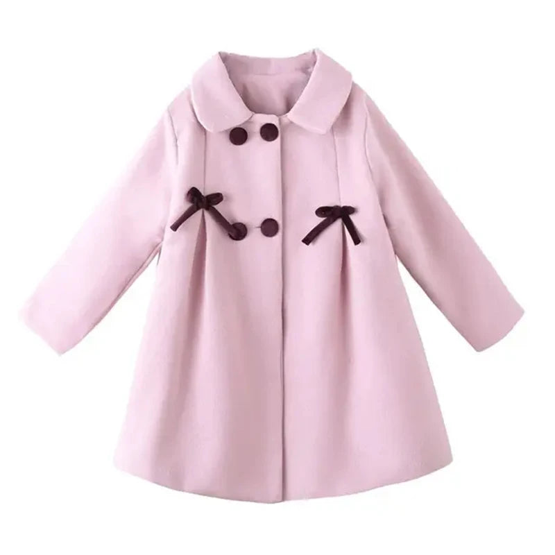 3 4 5 6 8 10 12 Years Girls Wool Coat Autumn Winter Korean Version Long Kids Jacket Double Breasted Children Outerwear Clothing