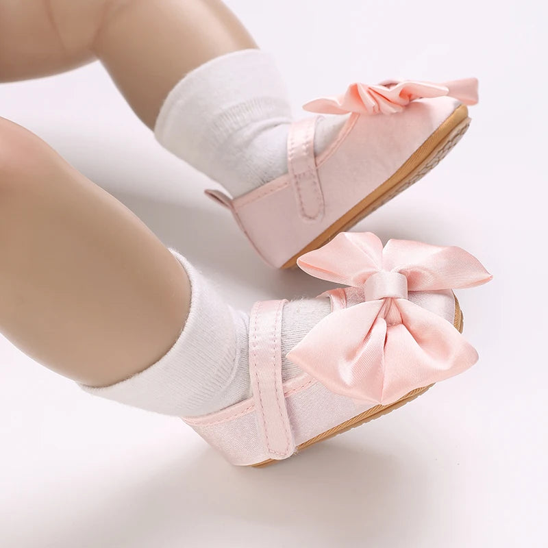 New Western-style Bow Princess Shoes For Infants And Young Children Aged 0-18 Months Soft And Non Slip Walking Shoes