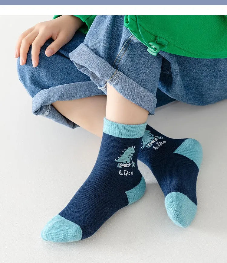 5 Pairs/lot Baby Socks 2024 Autumn Cotton Socks Medium Socks Kids Little Big Boys Crew Sock