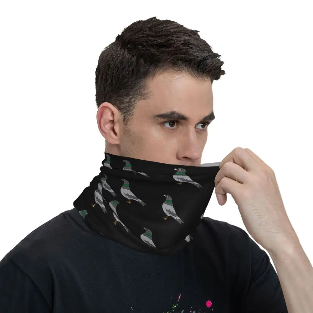 Pigeon Walk , Black Background Bandana Neck Cover Printed Magic Scarf Multifunction Cycling Scarf Running Unisex Adult Windproof