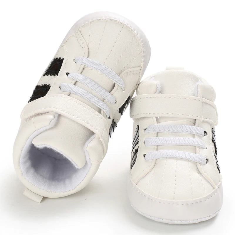 Baby Canvas Classic Casual Shoes Newborn Baby PU Leather Multi-Color Sneakers Non-Slip Cloth Bottom For Boys Girls First Walkers