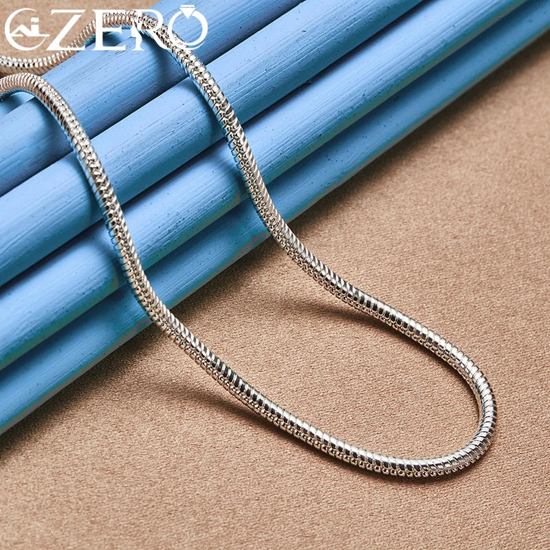 ALIZERO 18K Gold Necklaces 925 Sterling Silver 3MM Snake Chain Necklace For Women Men Fashion Party Luxury Charm Jewelry Gift