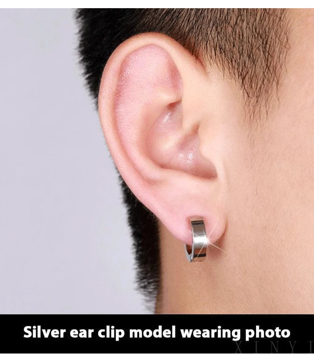 1 Pair Men Women Punk Stainless Steel Ear Circle Earring Simple Ear Buckle Gothic Fashion Jewelry Hot Selling Pop Jewelry gift