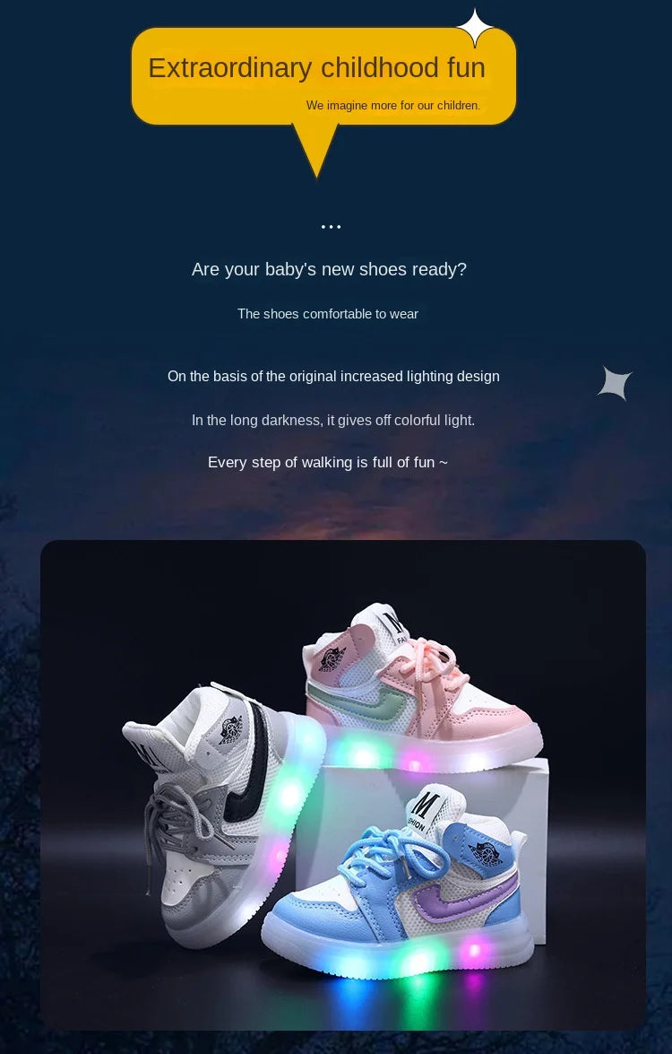 2024 Kids Hot Selling Four Season Girls Boys Sneaker Children Casual LED Luminous Sport Shoes Winter Light Up Shoes