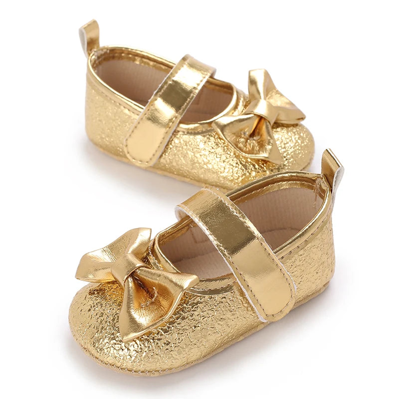 Fashionable Series Baby Shoes Girl Baby Cute Bow PU Princess Shoes Soft Cloth Sole Comfortable Walking Shoes Spring and Autumn