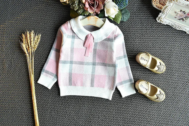 Baby Girls Winter Clothes Set Christmas Outfits Kids Girls Plaid Knit Sweater&skirt Fall Girl Clothing Set Children Costume