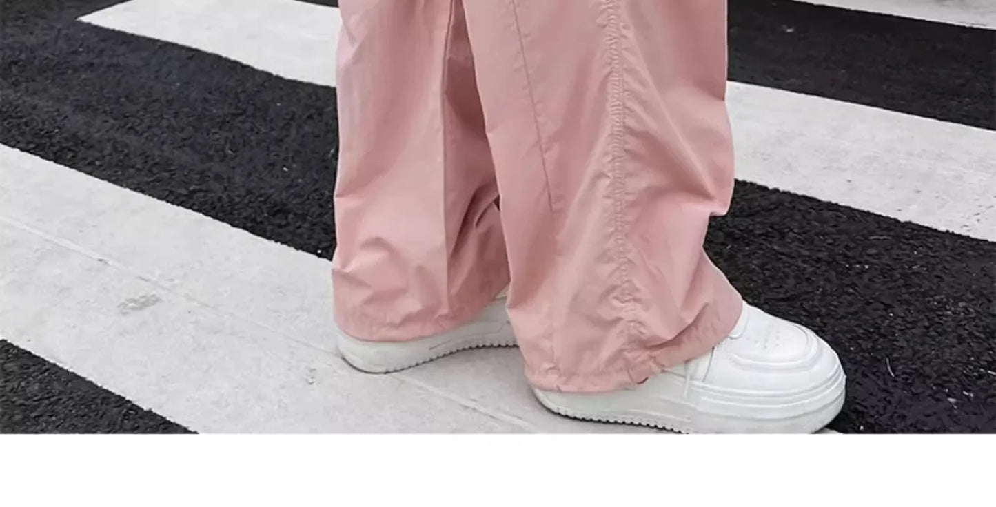 Girls Cargo Pants Summer Thin Loose-fit Wide-leg Long Pants New 2024 Trendy Junior High School Students Casual