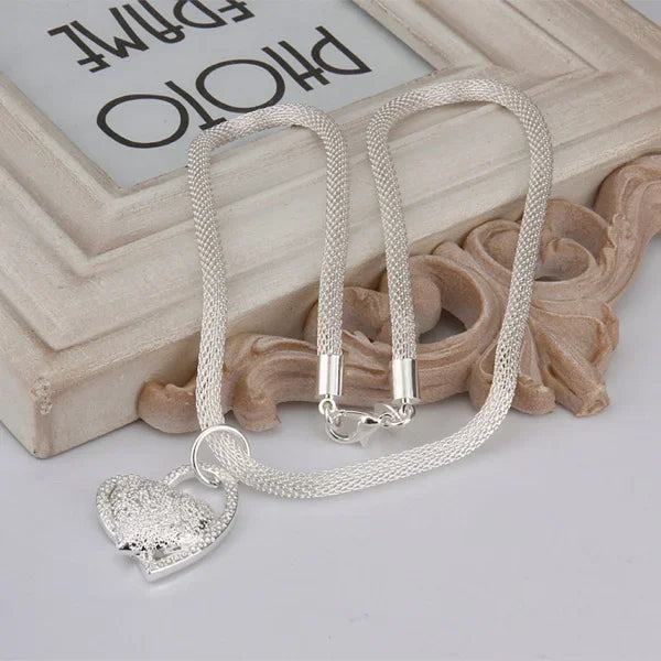 925 Sterling Silver Necklace Gorgeous Charm Fashion  Heart Wedding Lady Love for Women Noble Luxury 18 Inches 45cm Jewelry