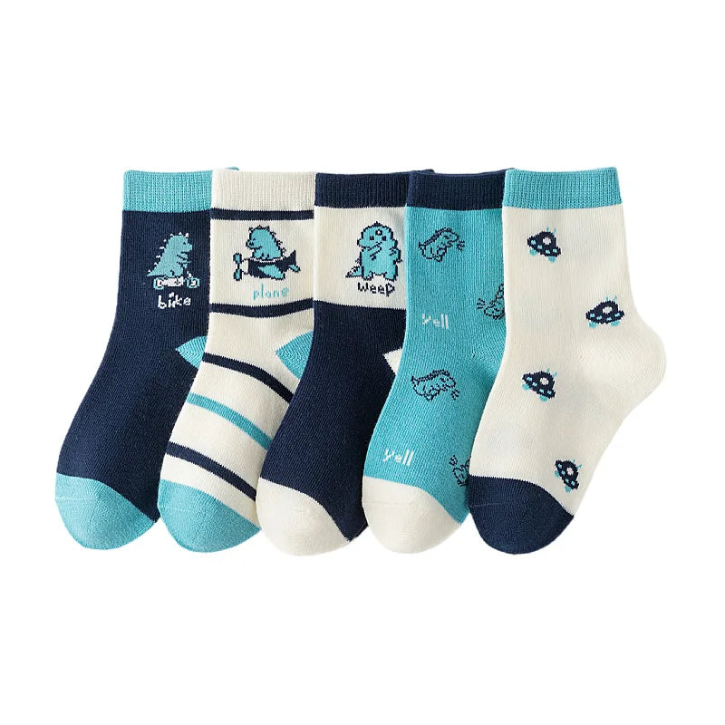 5 Pairs/lot Baby Socks 2024 Autumn Cotton Socks Medium Socks Kids Little Big Boys Crew Sock