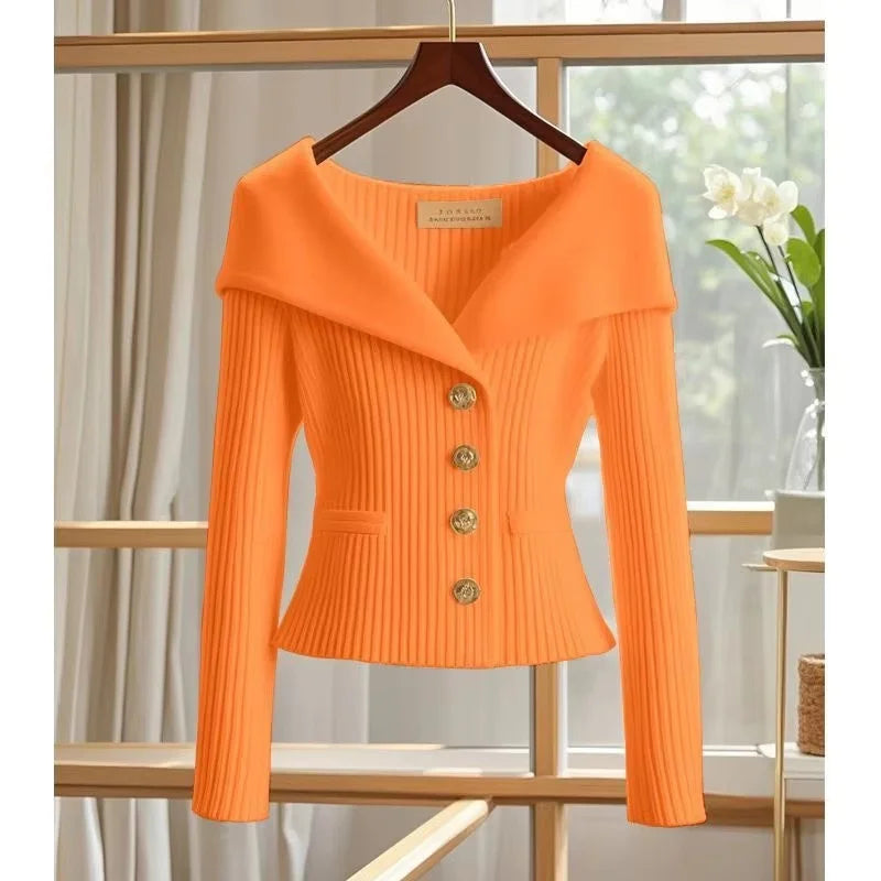 2025 Spring Autumn New Women Short Cardigan Sweater High Quality Chic Long Sleeve Casual Knitwear Female Bottoming Shirts Tops