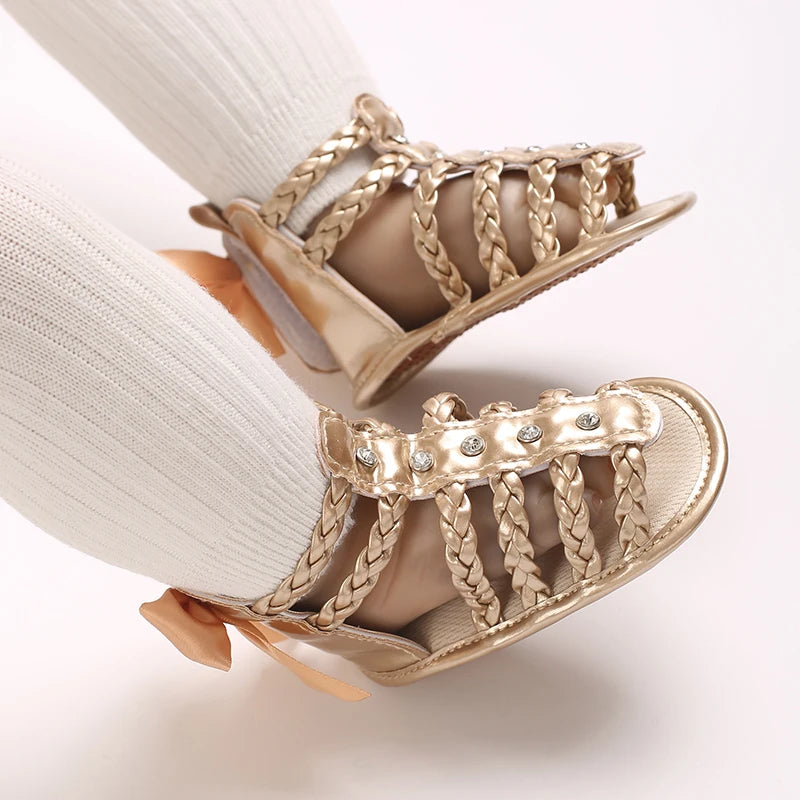 0-18M Girls' Baby Shoes Fashionable Classic Gold Theme Princess Shoes Soft Sole Comfortable Baby Walking Shoes