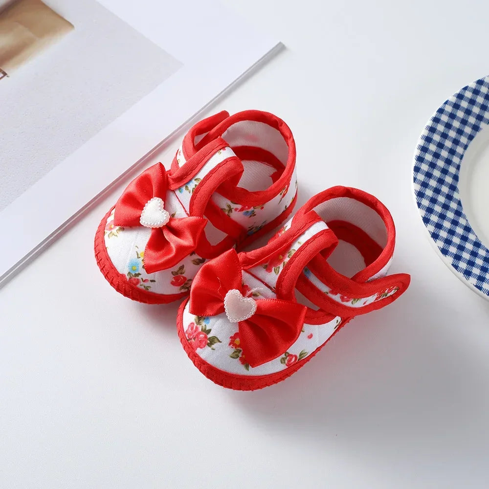 Spring New Princess Shoes 0-1 Year Old Baby Single Shoes Cute Bow Soft Soled Newborn Baby Walking Shoes