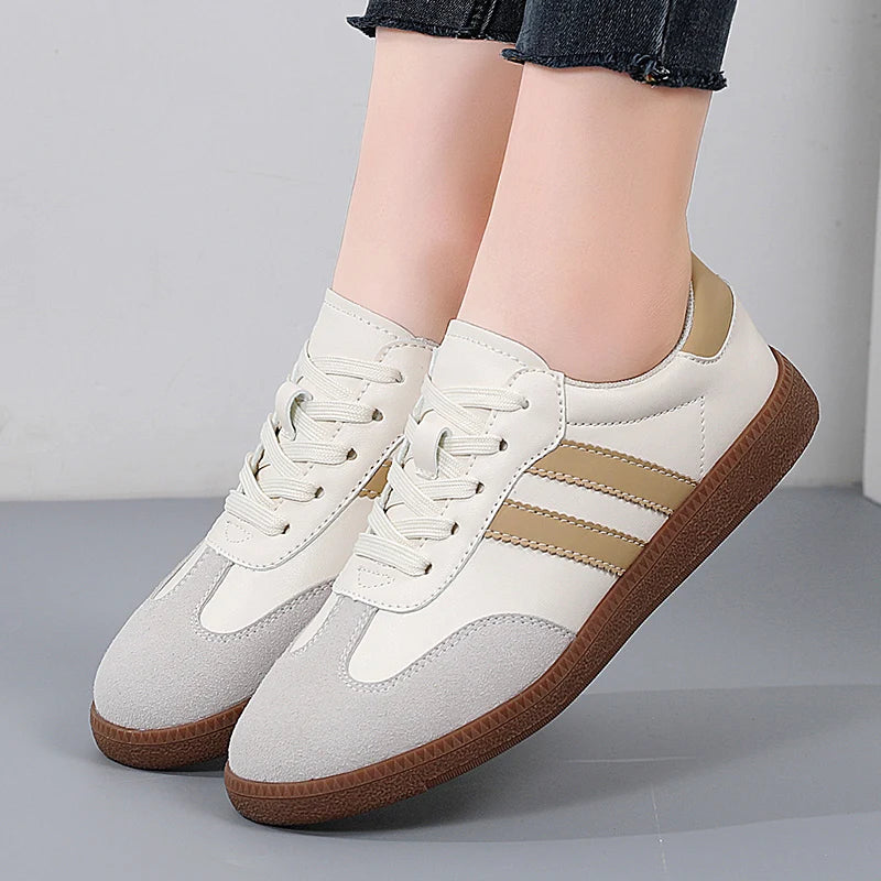 Genuine Leather Ladies Moral Training Shoes Moral Training Shoes Round Toe Couple Retro Sports Sneakers Casual Flats Shoes