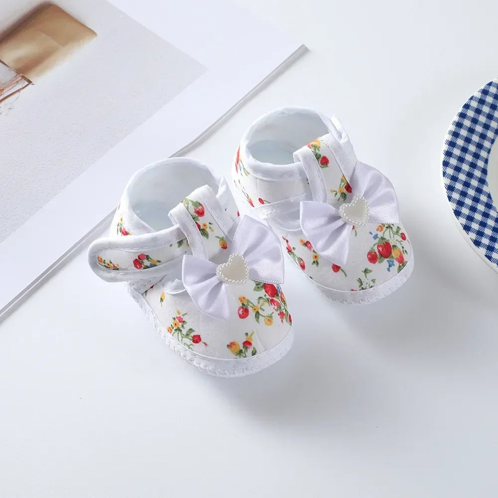 Spring New Princess Shoes 0-1 Year Old Baby Single Shoes Cute Bow Soft Soled Newborn Baby Walking Shoes