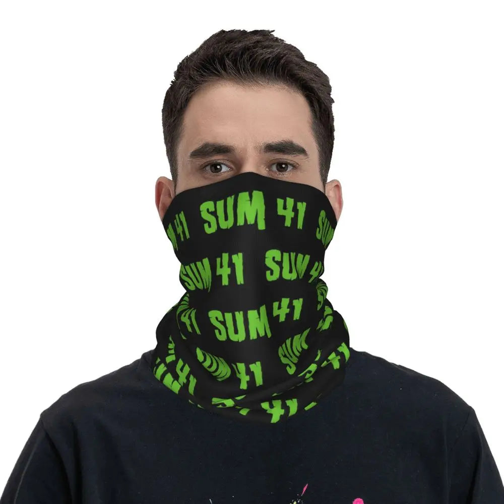 Sum 41 Band Bandana Neck Gaiter Printed Mask Scarf Multifunctional Headwear Running for Men Women Adult Breathable