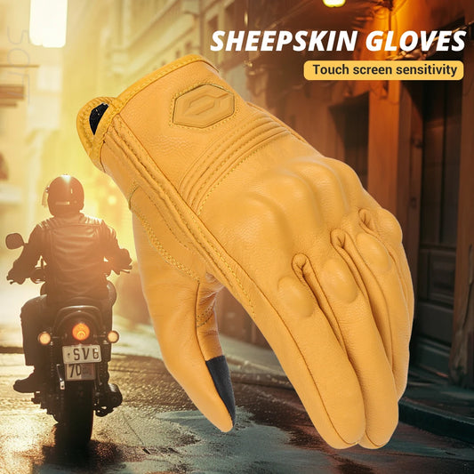 Summer Motorcycle Leather Gloves Motocross Glove Men Retro Biker Cycling Women Motorcyclist Protected Cycling Glove