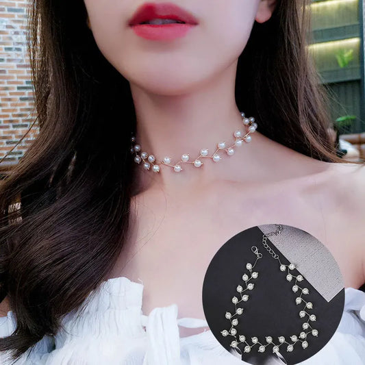 Fashion Imitation Pearl Choker Fairy Women Necklaces Korean New Pearl Pendants Collar Trend Neck Jewelry Party Neck Decoration