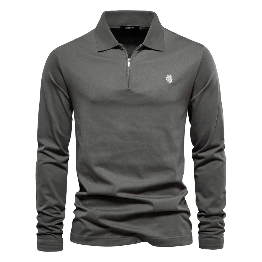 AIOPESON Brand Long Sleeve Men's Polo Shirts 100% Cotton Solid Color Casual Polo Shirts for Men New Sping Autumn Basic Polos Men