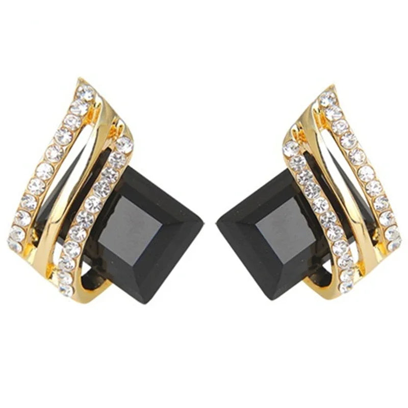 Fashion Gold-plated Zircon Earrings Crystal Earrings Engagement Earrings for women Princess Jewelry Birthday Anniversary Gifts