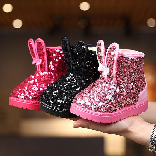 New Winter Children's Girls Snow Boots Cute Baby Girls Boots Thick Anti-proof Warm Fashion Ankle Furry Outdoor Kids Snow Boots