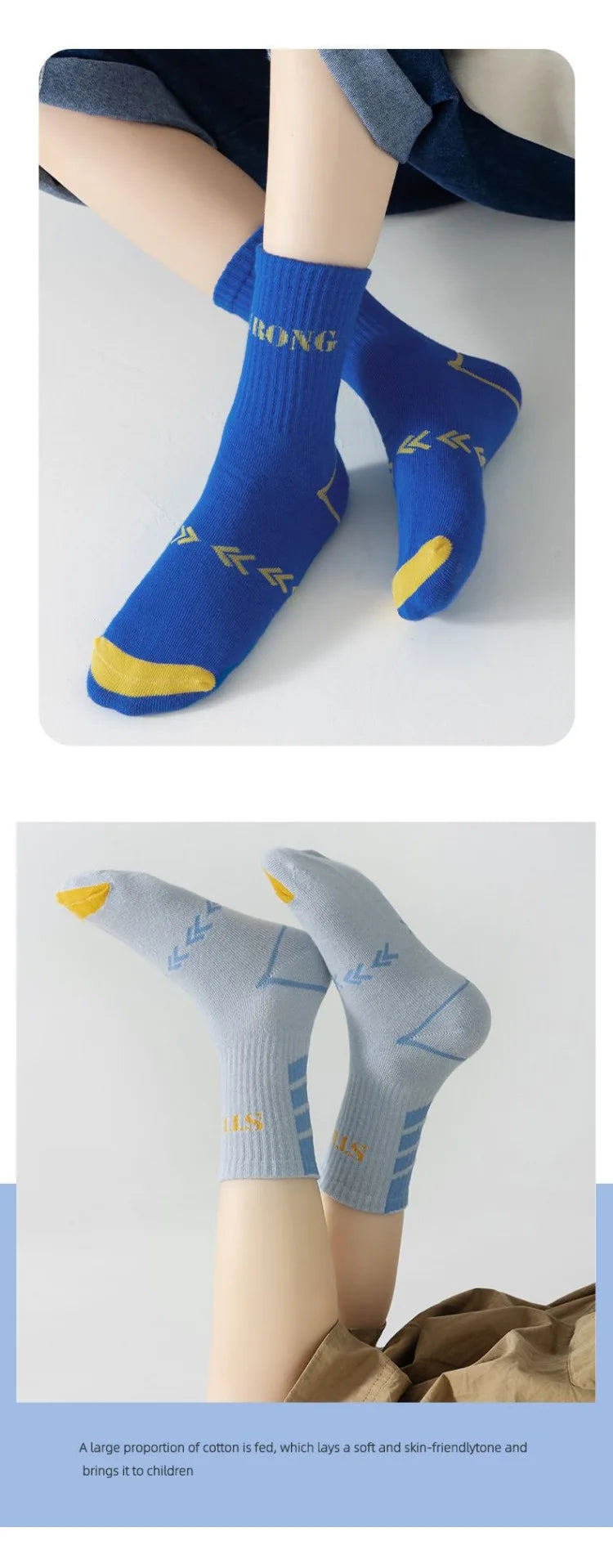 5 Pairs Children's Socks Autumn Mid-calf Length Cotton Socks Kids Boys Sporty Socks Crew Sock