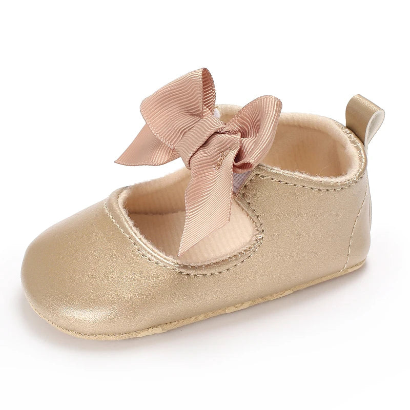 Fashionable Series Baby Shoes Girl Baby Cute Bow PU Princess Shoes Soft Cloth Sole Comfortable Walking Shoes Spring and Autumn