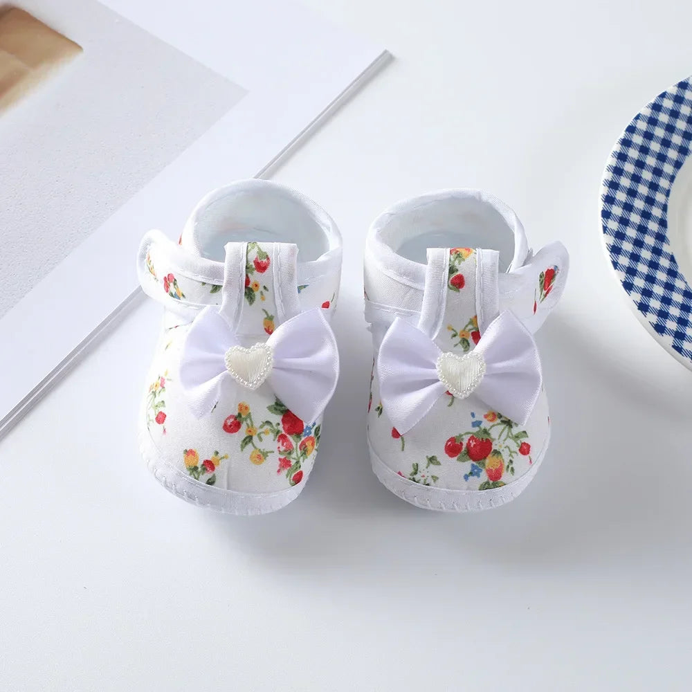 Spring New Princess Shoes 0-1 Year Old Baby Single Shoes Cute Bow Soft Soled Newborn Baby Walking Shoes