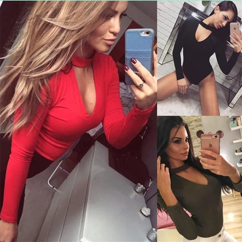 Women Black Long Sleeve Bodysuit Autumn Winter Turtleneck Bodysuits Womens Sexy Bodycon High Waist Romper Body