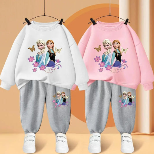 Disney Elsa Princess Print Children's Tracksuit Set, HoodiesTop and Pants, Sportswearfor BoysGirls, Clothing for Kids, 2 Pieces