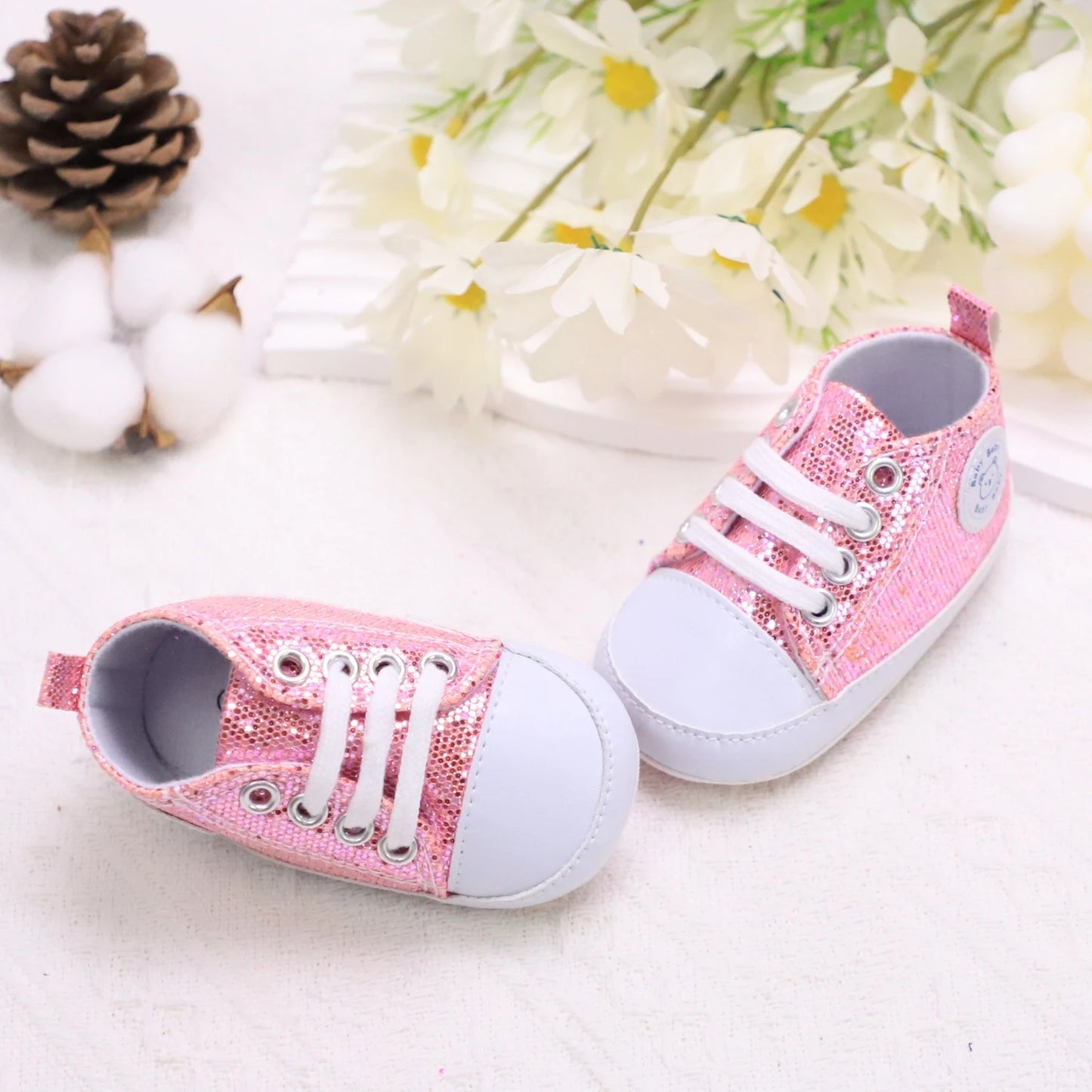 Trendy Comfortable Sequin Sneakers For Baby Boys, Lightweight Non Slip Shoes For Indoor Outdoor Walking, Spring And Autumn